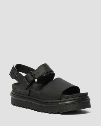 Dr Martens Voss Leather Sandale Damske Čierne | 7289-SPCIT